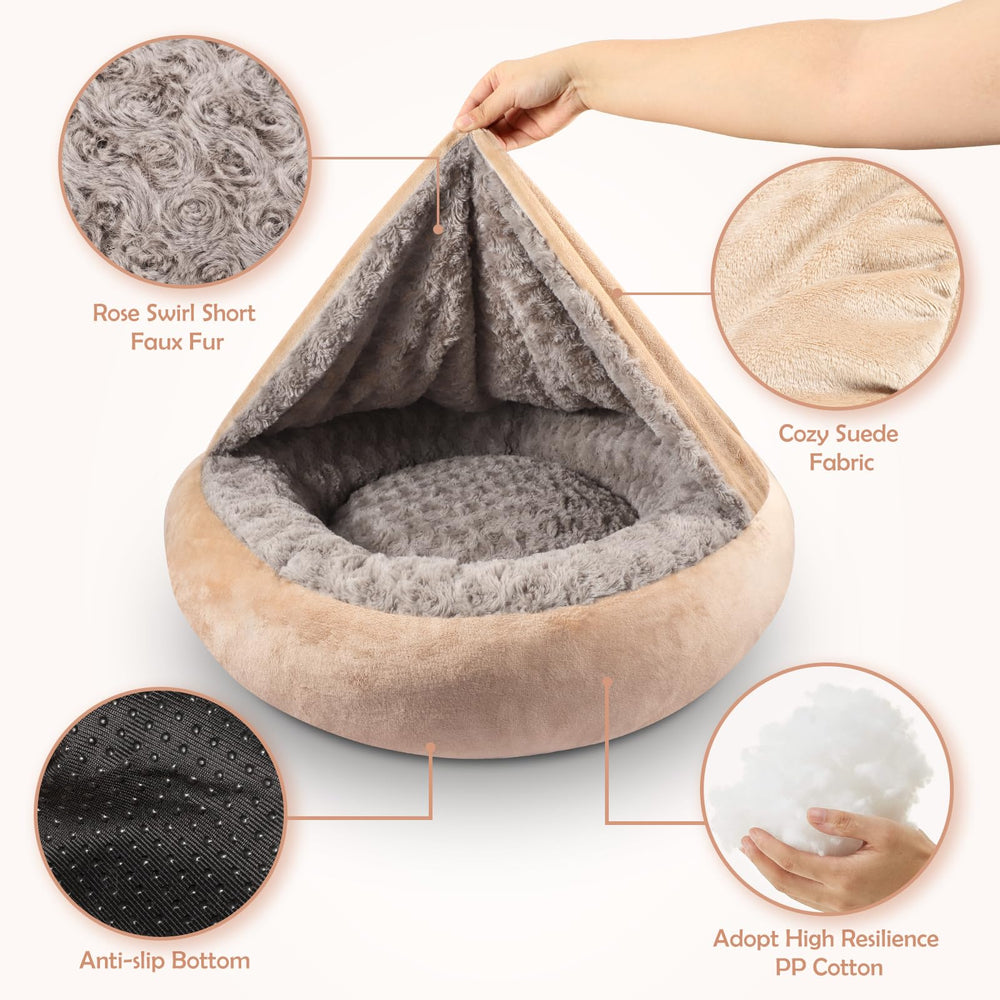 JOEJOY donut cave interior shows rounded cushion for snug curling and support.