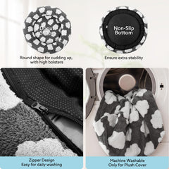 JOEJOY donut dog bed anti-slip bottom keeps bed in place
