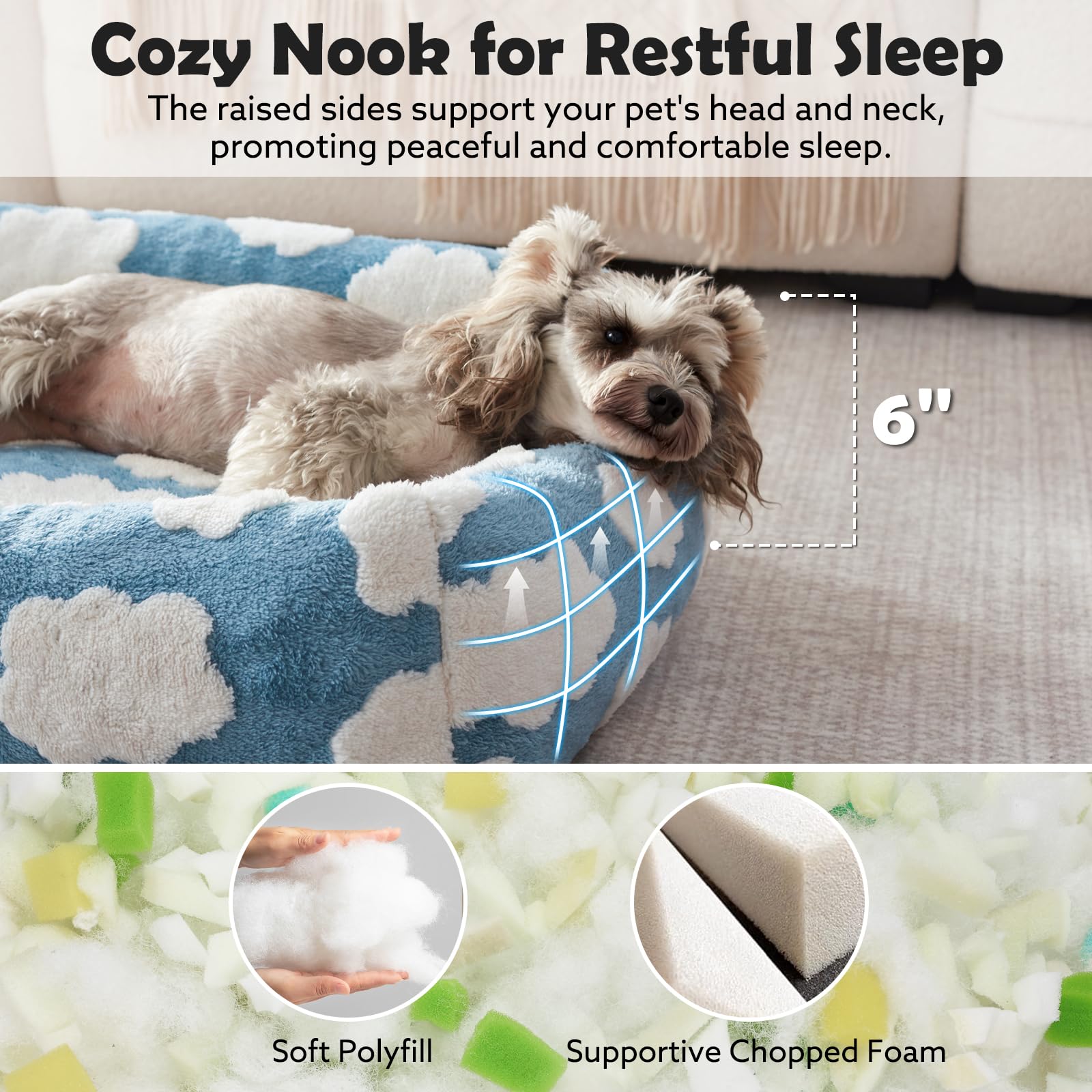 JOEJOY orthopedic dog bed supports joints with raised sides