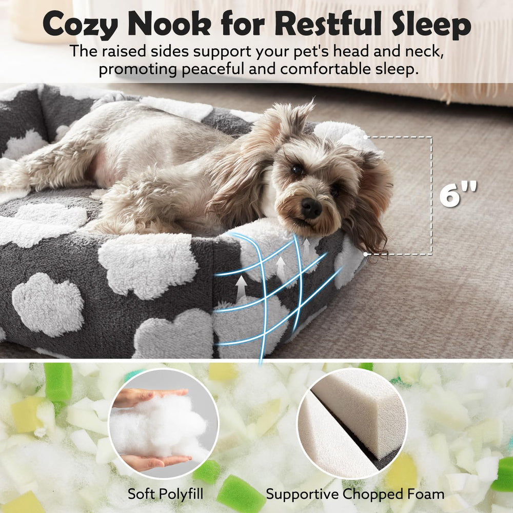JOEJOY small dog bed side view showing cozy head rest area