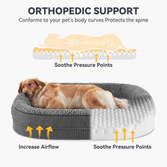 JOEJOY 360° bolster bed offers secure corners for curling dogs.