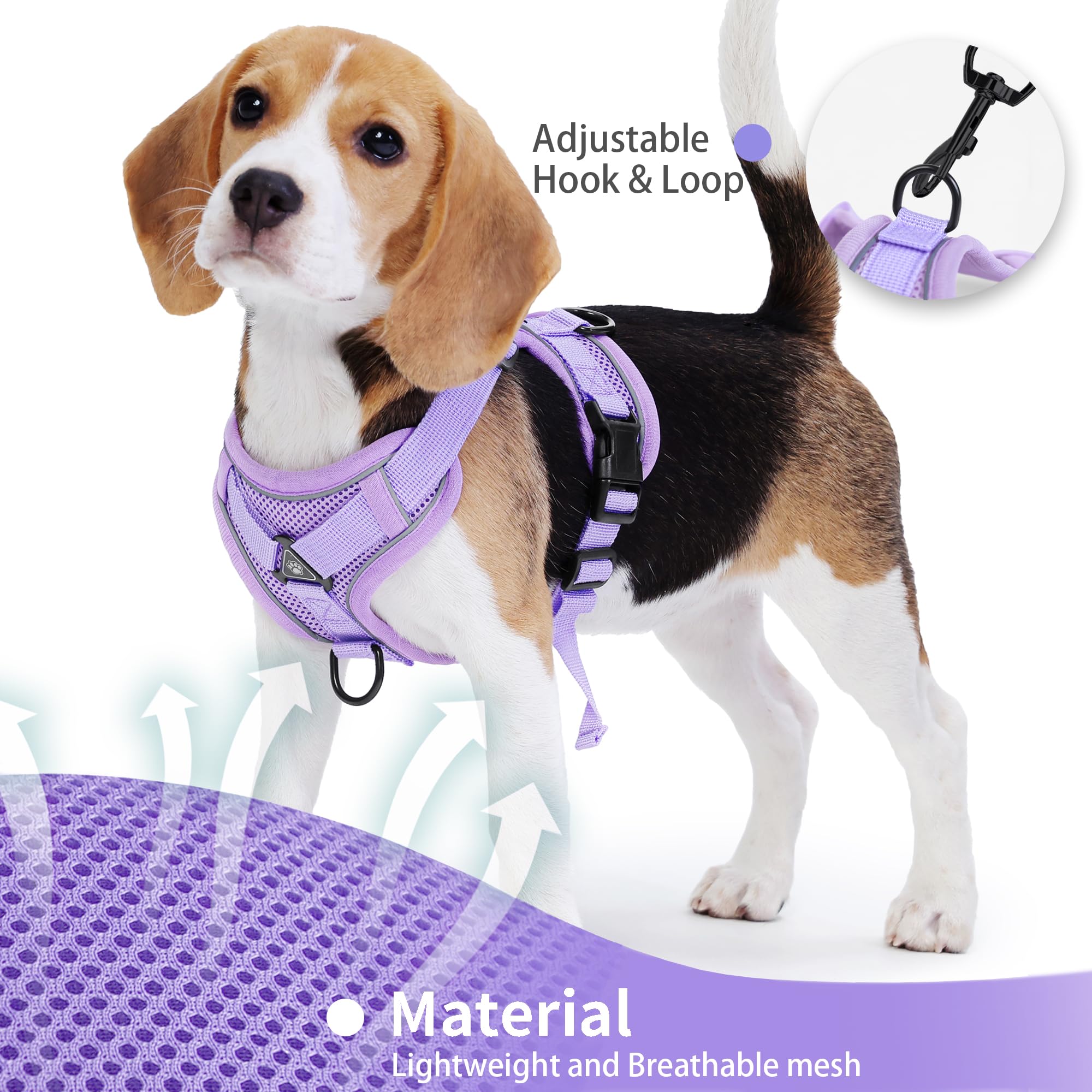 Jolifield No Pull Harness reflective strips boost visibility during early-morning or evening strolls.