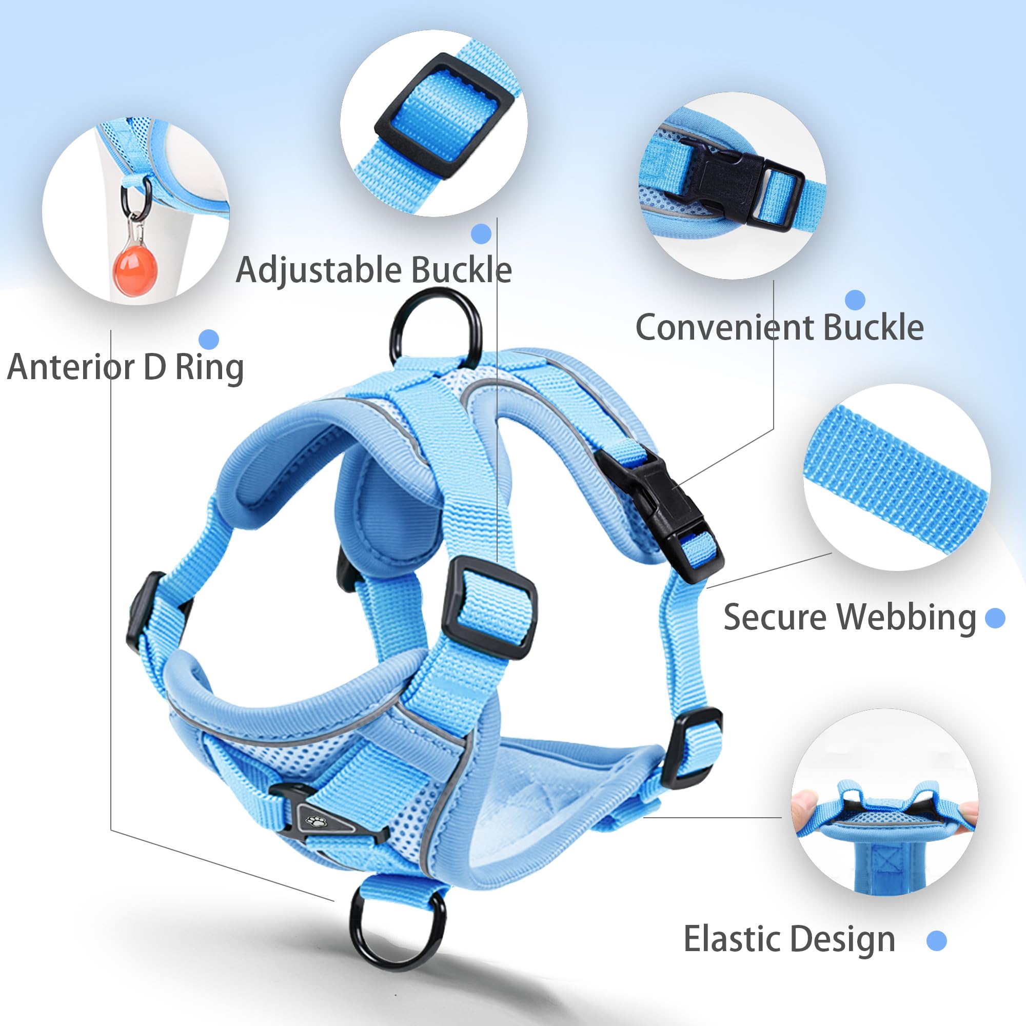 Jolifield No-Pull Harness side-reflective visual emphasizes visibility during night walks.
