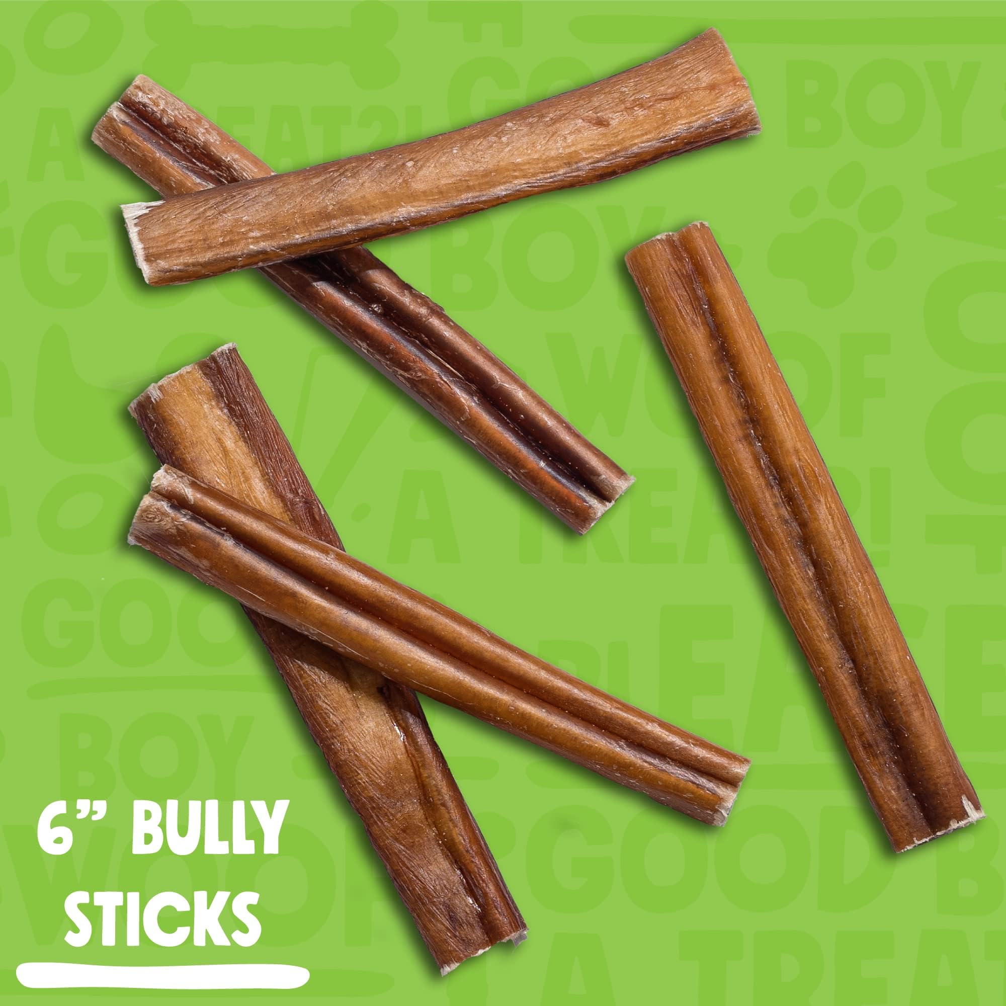 Jolly Barks bully sticks 6in closeup beef pizzle for tasty chewing