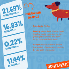 Jolly Barks one-ingredient chew demonstrates simple, digestible pig ear for dogs.