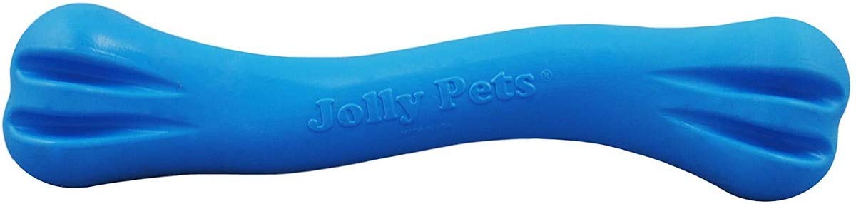 Jolly Pets Jolly Bone Medium Blue with grip design for easy fetch and chew sessions