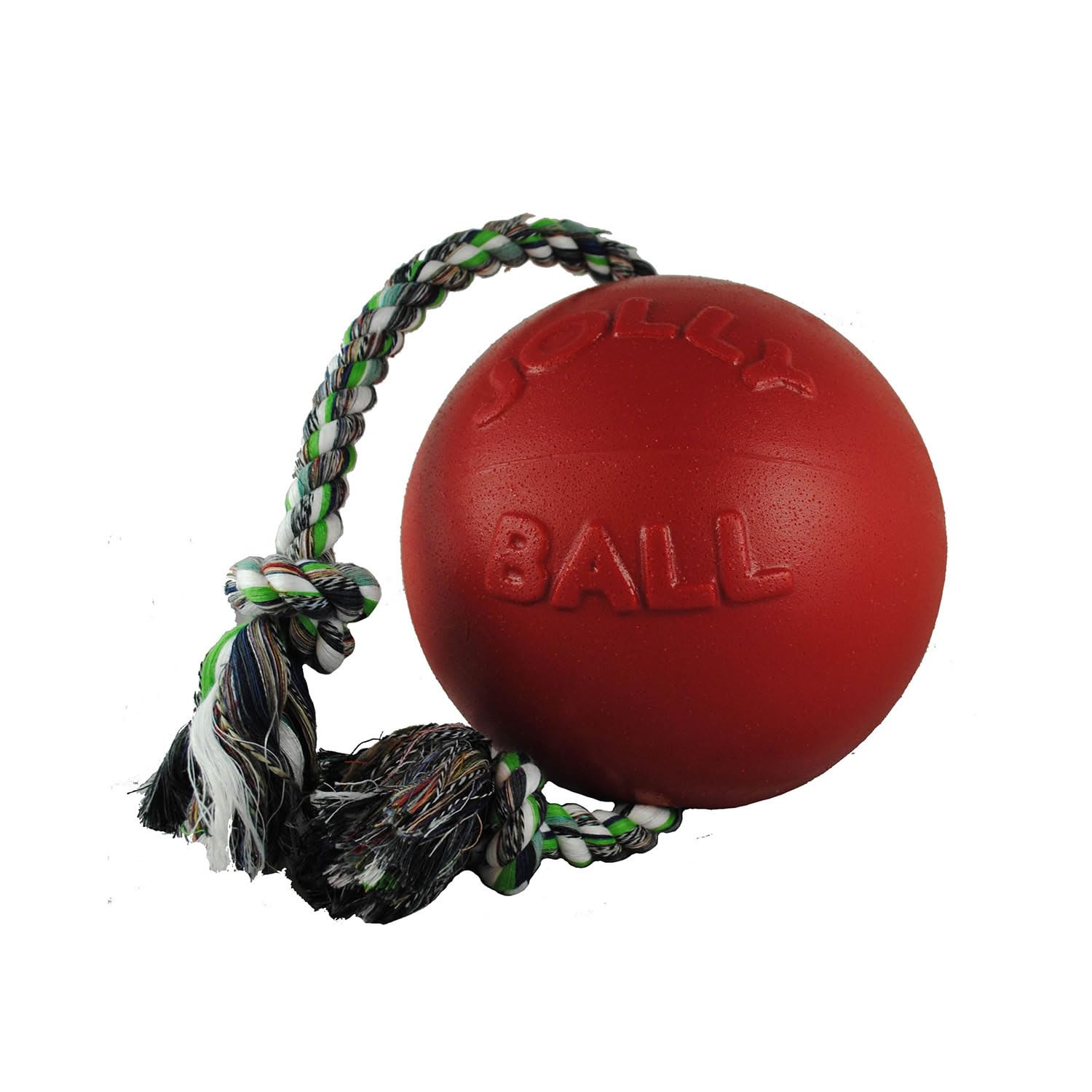 Jolly Pets Romp-N-Roll with easy-grip rope enables interactive tug and grip