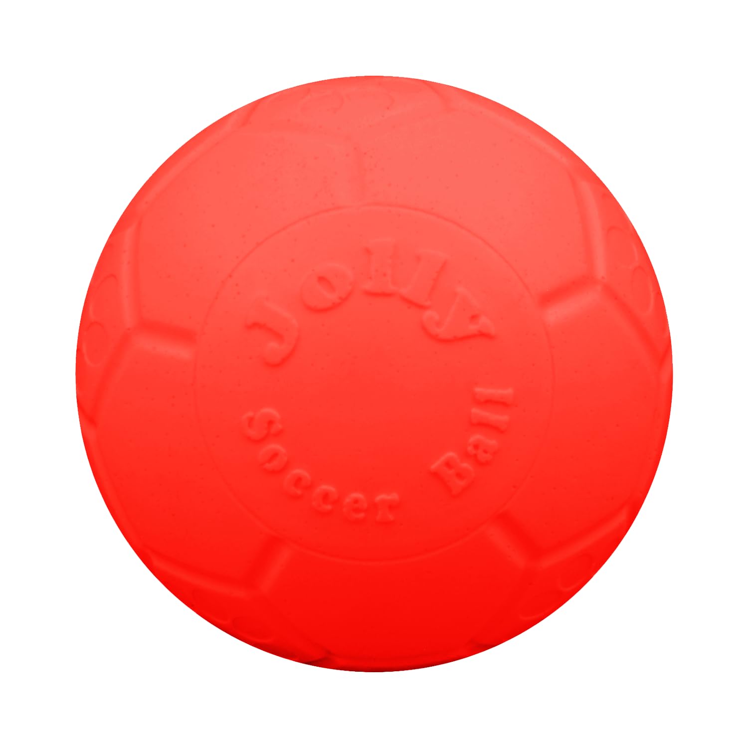 Jolly Pets Large Soccer Ball 8-inch orange floats for water fetch.