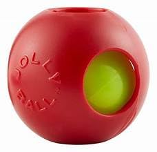 Jolly Pets Teaser Ball small red interior peanut-butter play option.