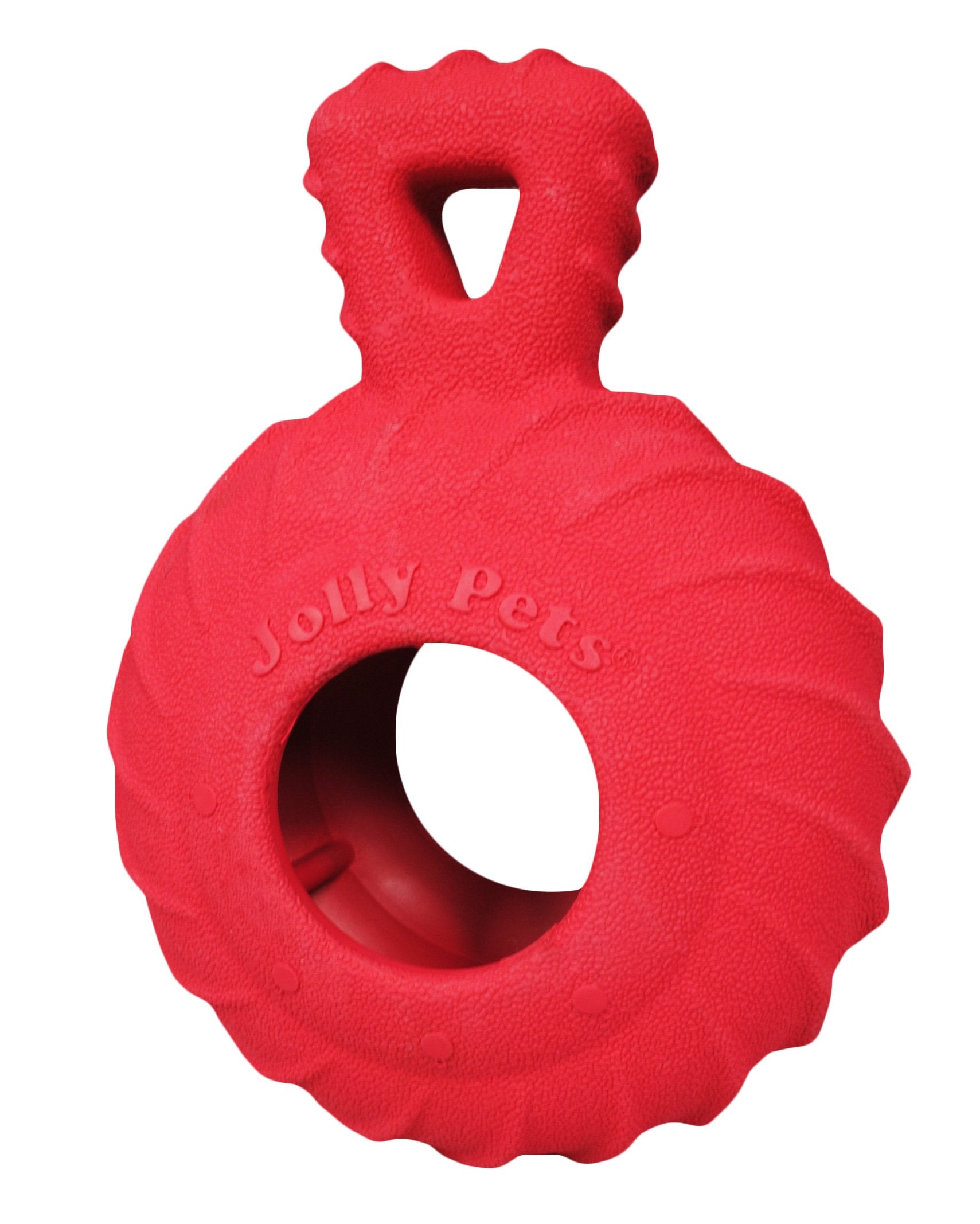 Jolly Pets Tuff Treader 6-inch red handle for rugged fetch sessions.