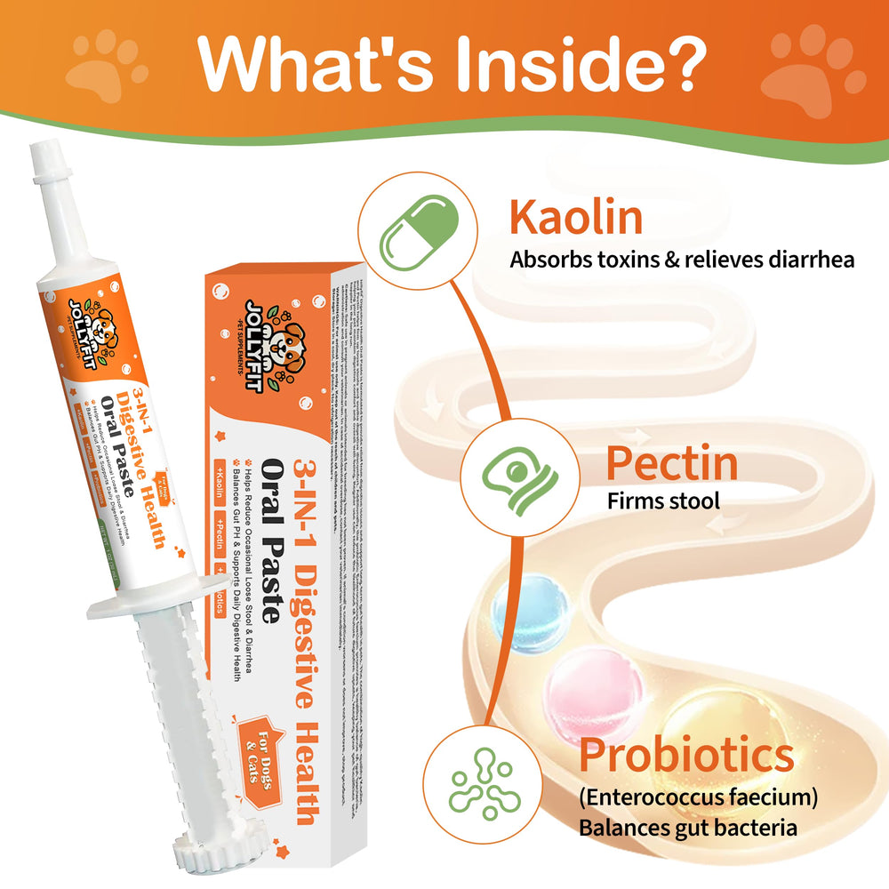 Jollyfit antidiarrheal dog paste chicken flavor close-up for easy administration.