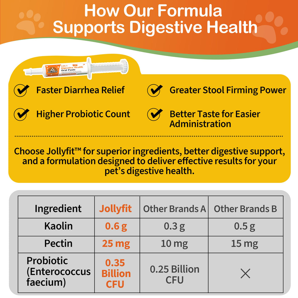 Jollyfit antidiarrheal dog paste smooth texture highlighting simple administration.