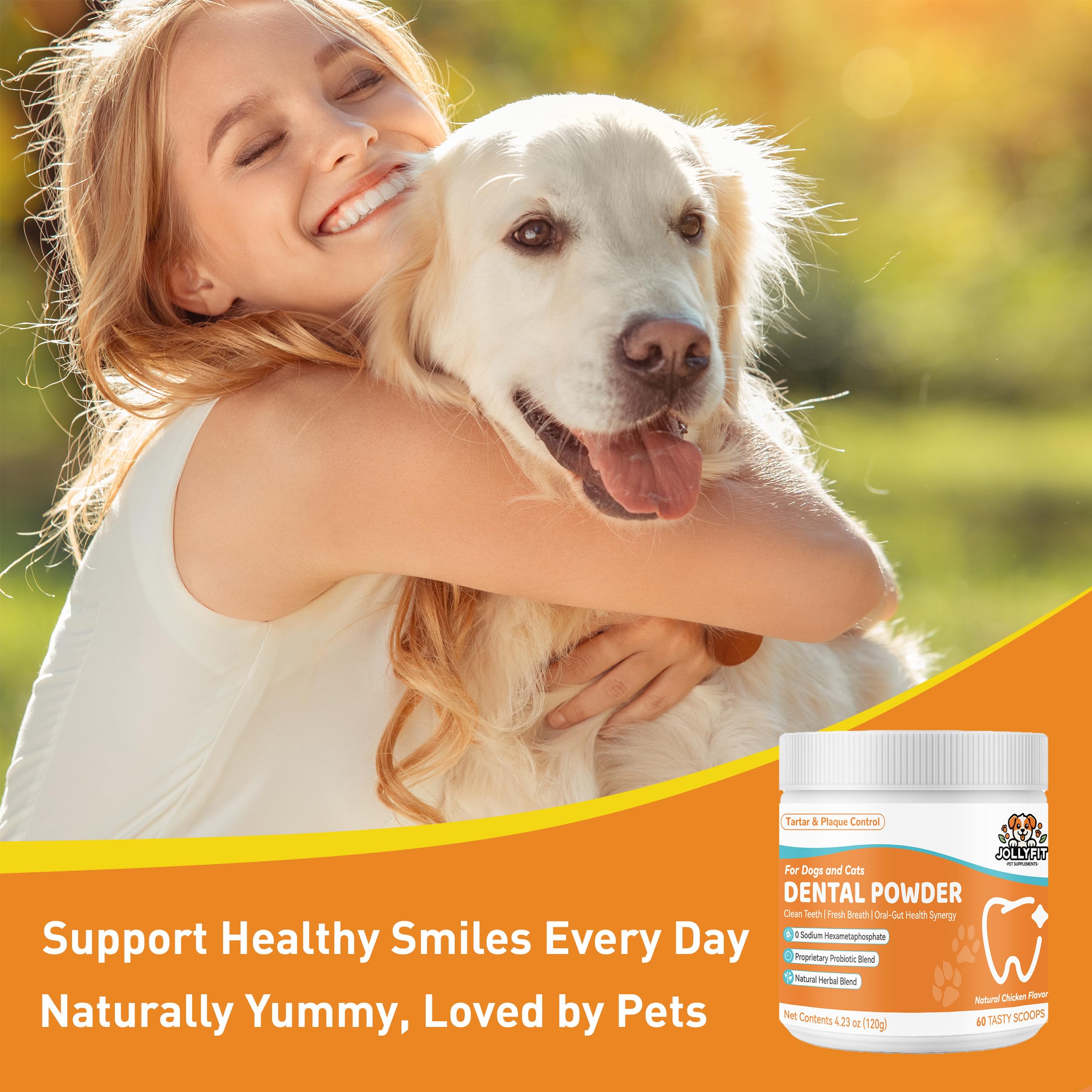 Jollyfit Dog Teeth Cleaning Powder chicken flavor appeals to picky eaters