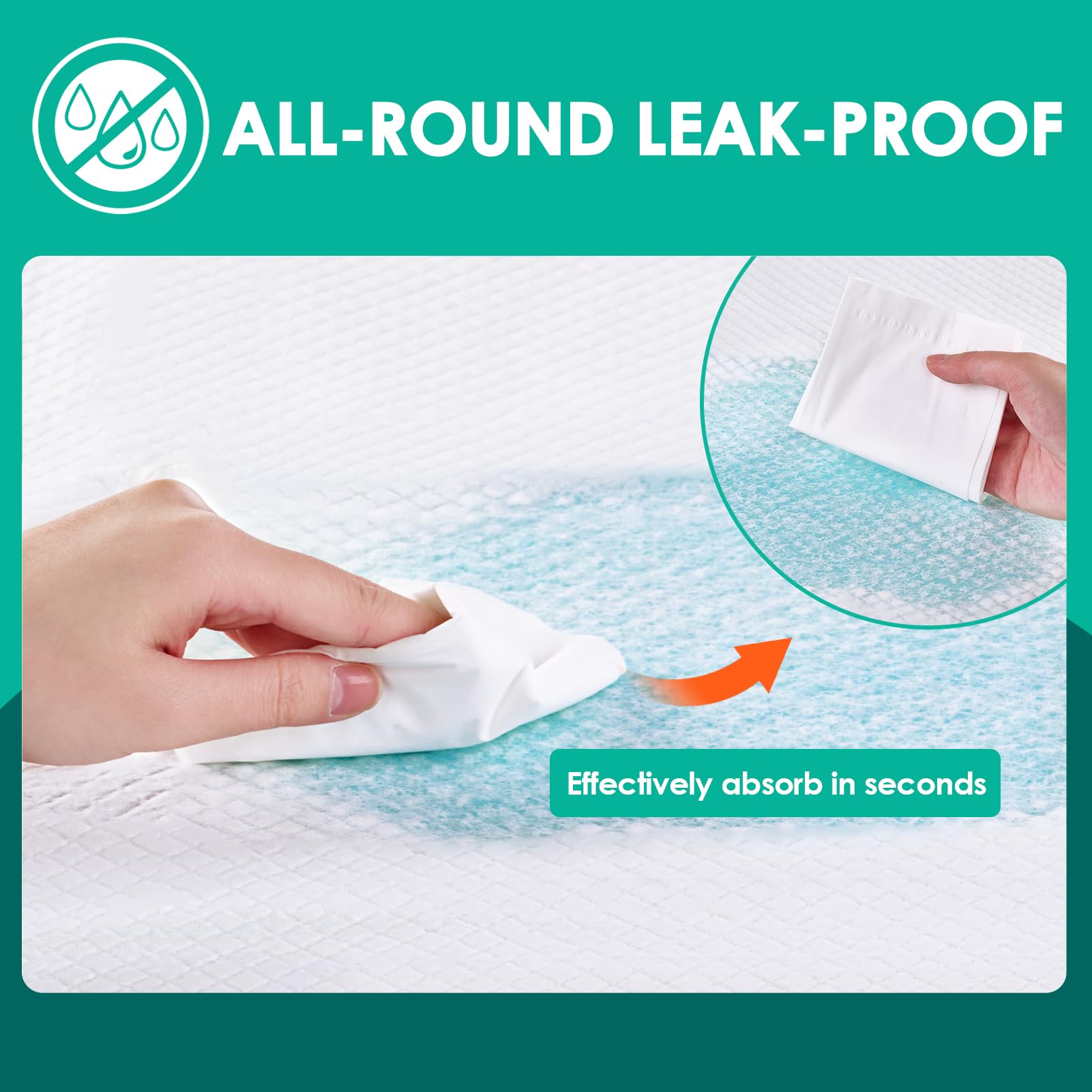JollyMate quick-drying pad close-up illustrating gel formation for quick containment.