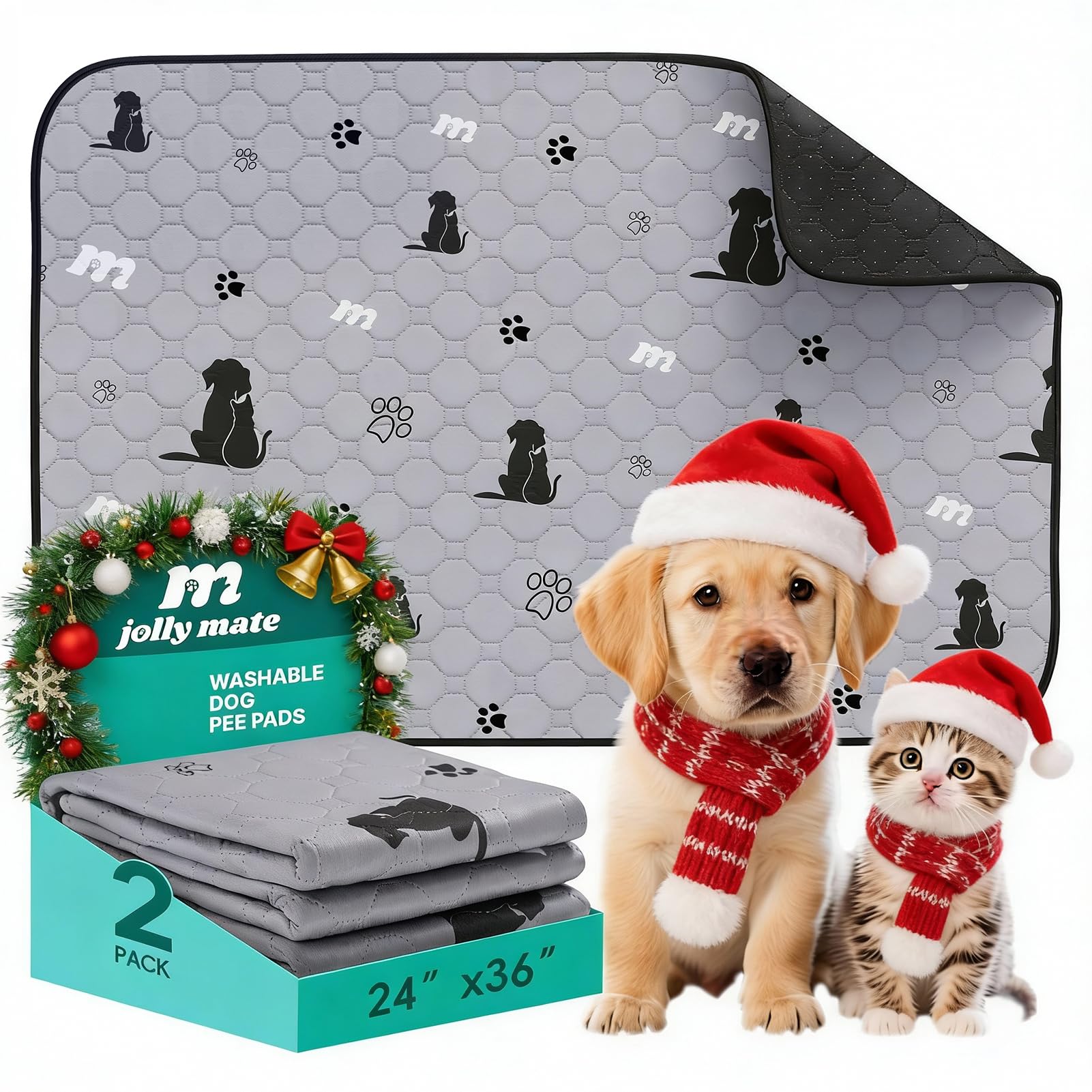 JollyMate washable pee pad 24x36 top view, ideal for home use and training.