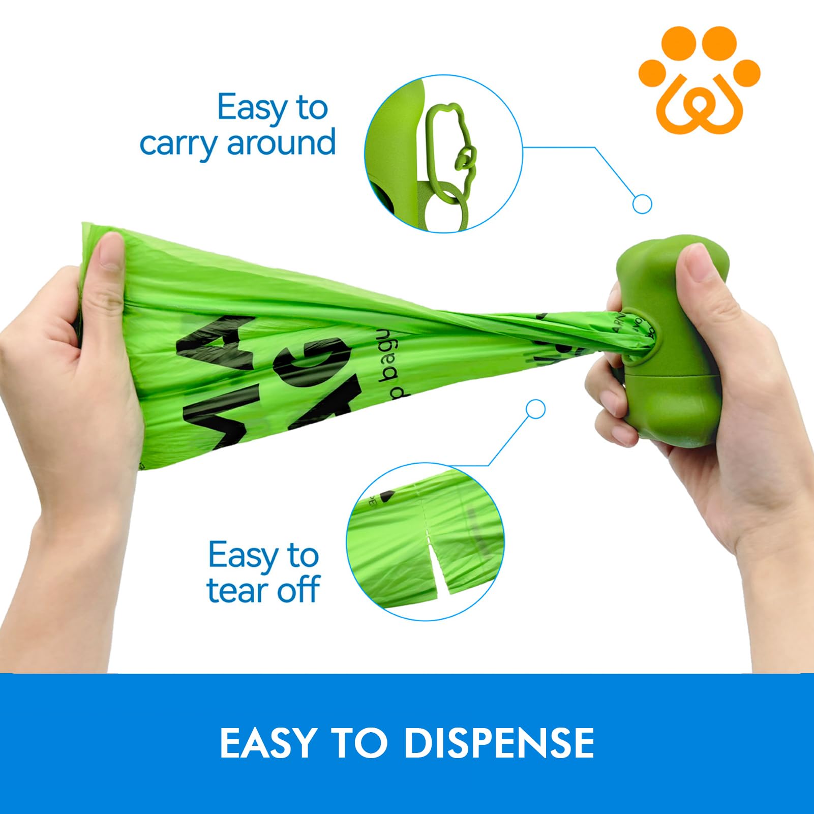 JollyPaw easy-tear openings simplify grabbing a bag.