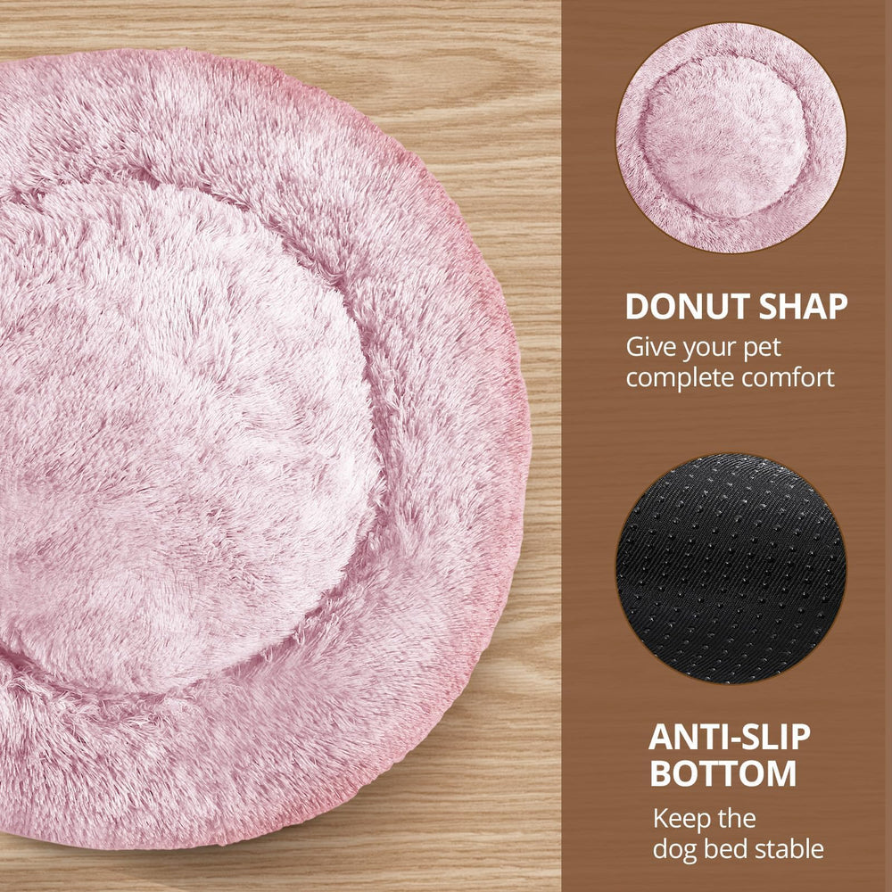 JOLLYVOGUE calming dog bed 360 degree barrier promotes safe, deep sleep.