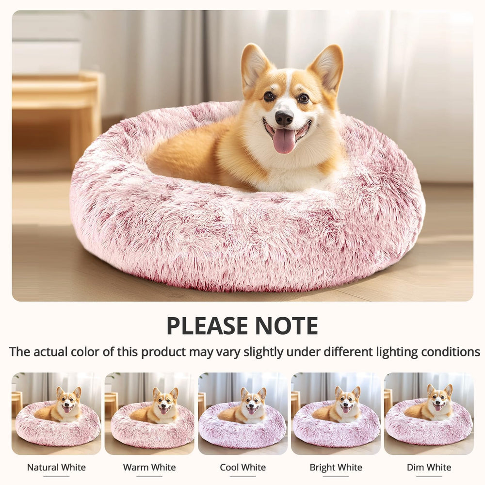 JOLLYVOGUE calming dog bed machine washable for easy cleaning.