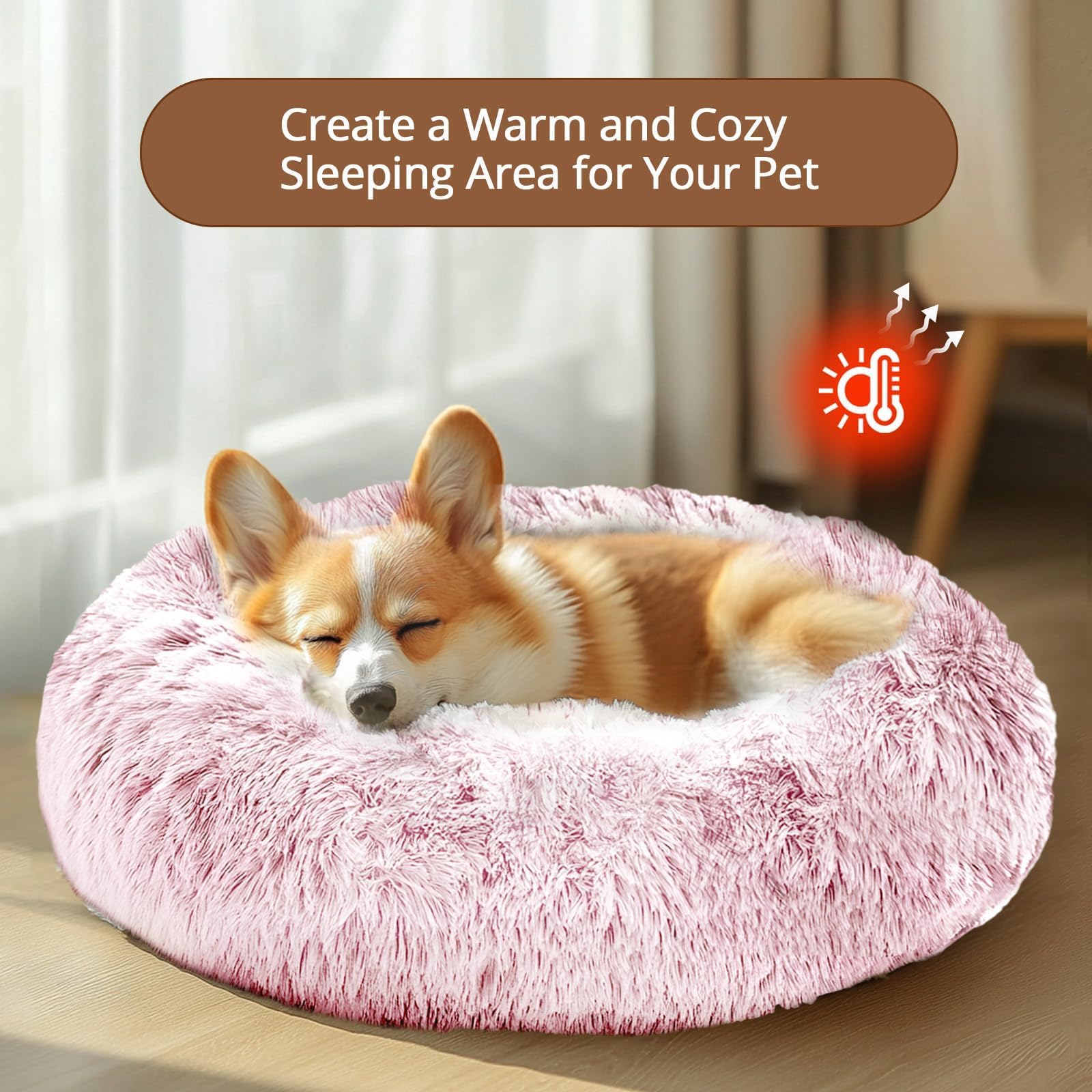 JOLLYVOGUE calming dog bed non slip base keeps bed stable.