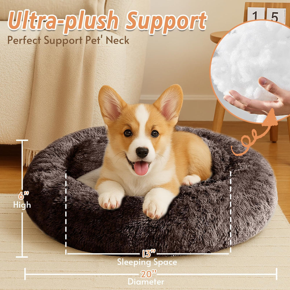 JOLLYVOGUE calming donut bed deep burrow area invites pets to cocoon and relax