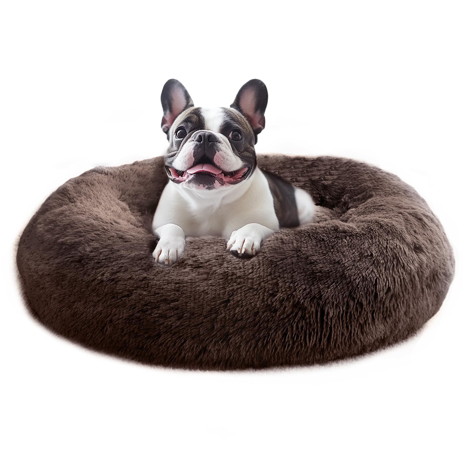 JOLLYVOGUE calming donut bed side view highlights cozy round design for kittens and puppies
