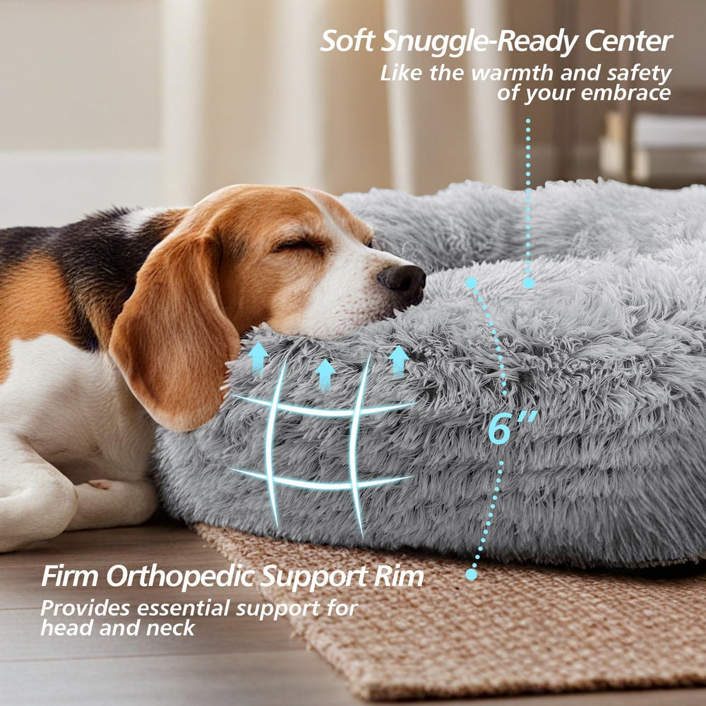 JOLLYVOGUE calming donut bed burrow-nest view conveys secure retreat