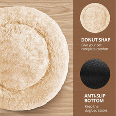 JOLLYVOGUE donut bed close-up faux fur highlighting ultra-soft texture