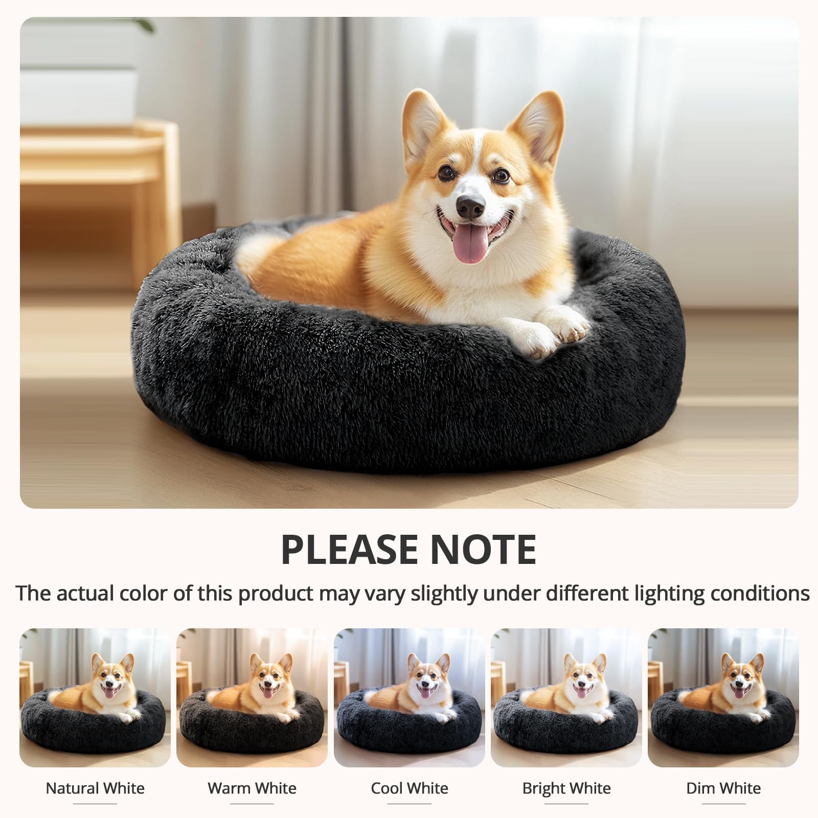 JOLLYVOGUE calming donut bed in-use demonstrates pet comfort and burrowing.