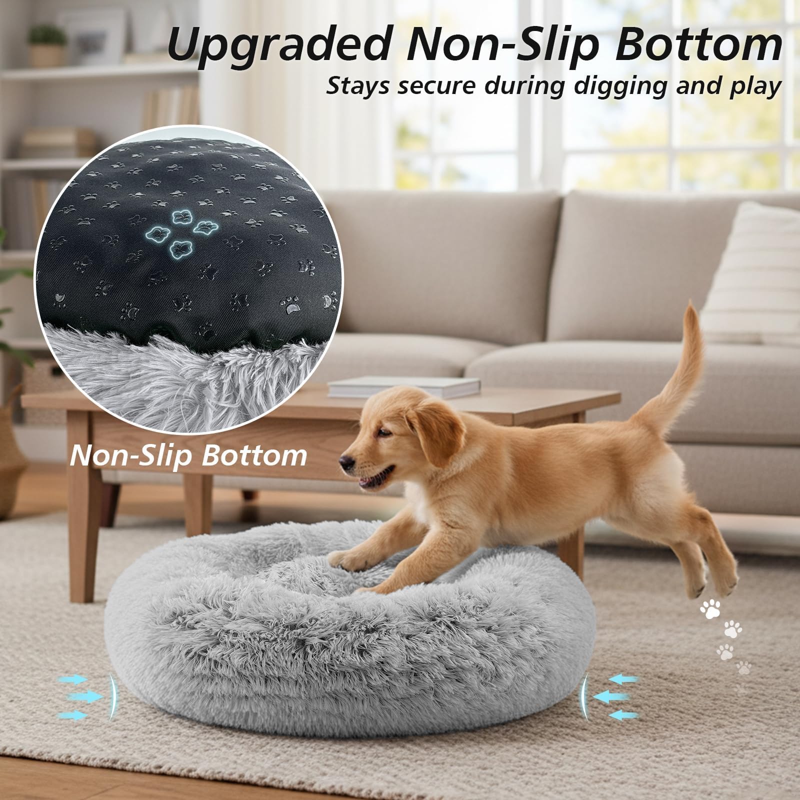 JOLLYVOGUE calming donut bed machine-washable design for easy cleaning