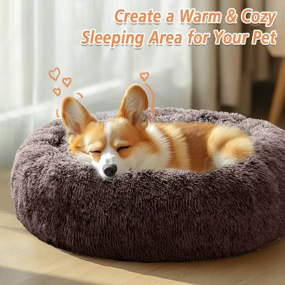 JOLLYVOGUE calming-donut-bed non-slip base keeps pet secure on slick floors
