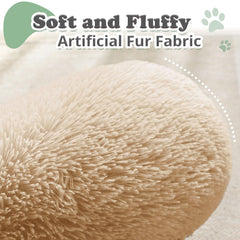 JOLLYVOGUE calming pet bed with soft headrest and protective border supports secure resting.