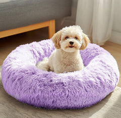 JOLLYVOGUE dog bed closeup plush fabric offers cozy comfort and warmth.