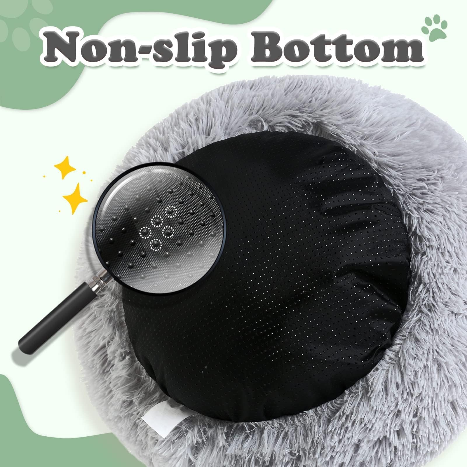 JOLLYVOGUE dog bed machine-washable tag closeup for easy care.