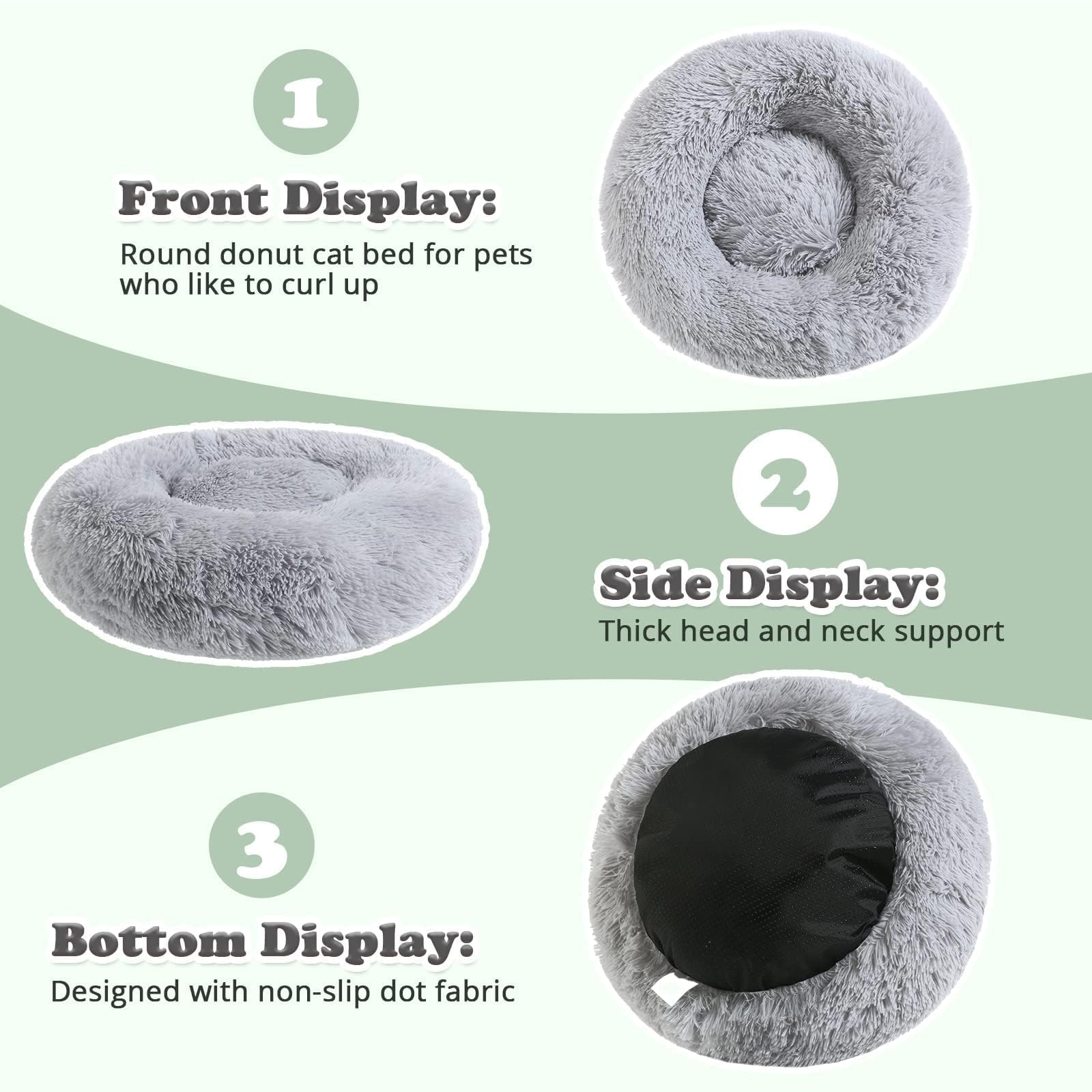 JOLLYVOGUE dog bed non-slip bottom closeup highlights stable placement.