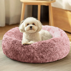 JOLLYVOGUE donut bed outer view highlights warm, cozy space for small and medium pets.