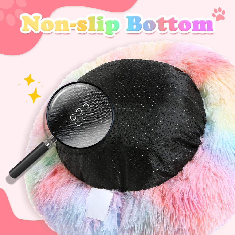 JOLLYVOGUE donut bed shown with a resting pet in a cozy room.