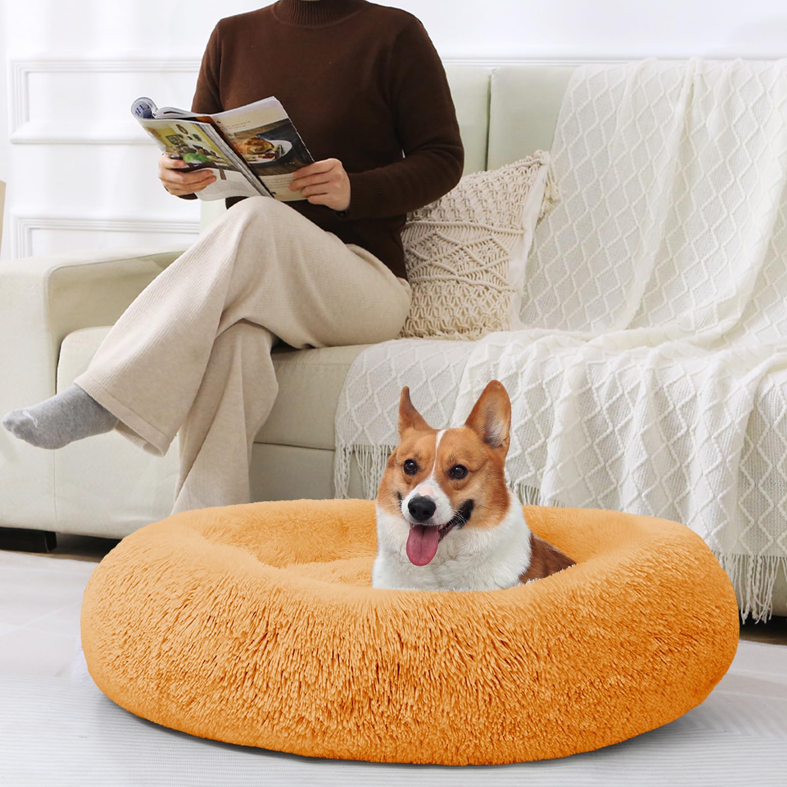 JOLLYVOGUE donut bed machine washable design makes refreshing easy.