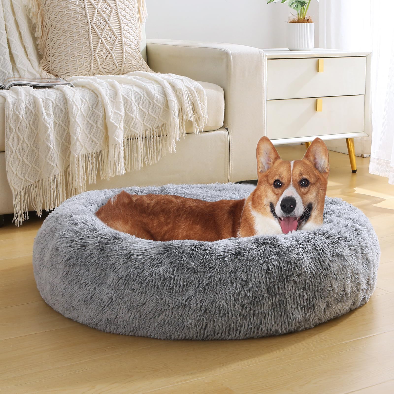 JOLLYVOGUE donut bed machine-washable design for easy cleaning.