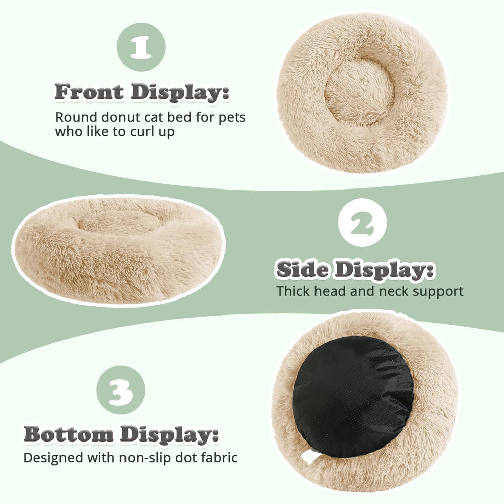 JOLLYVOGUE donut bed non-slip base—keeps bed in place during activity.