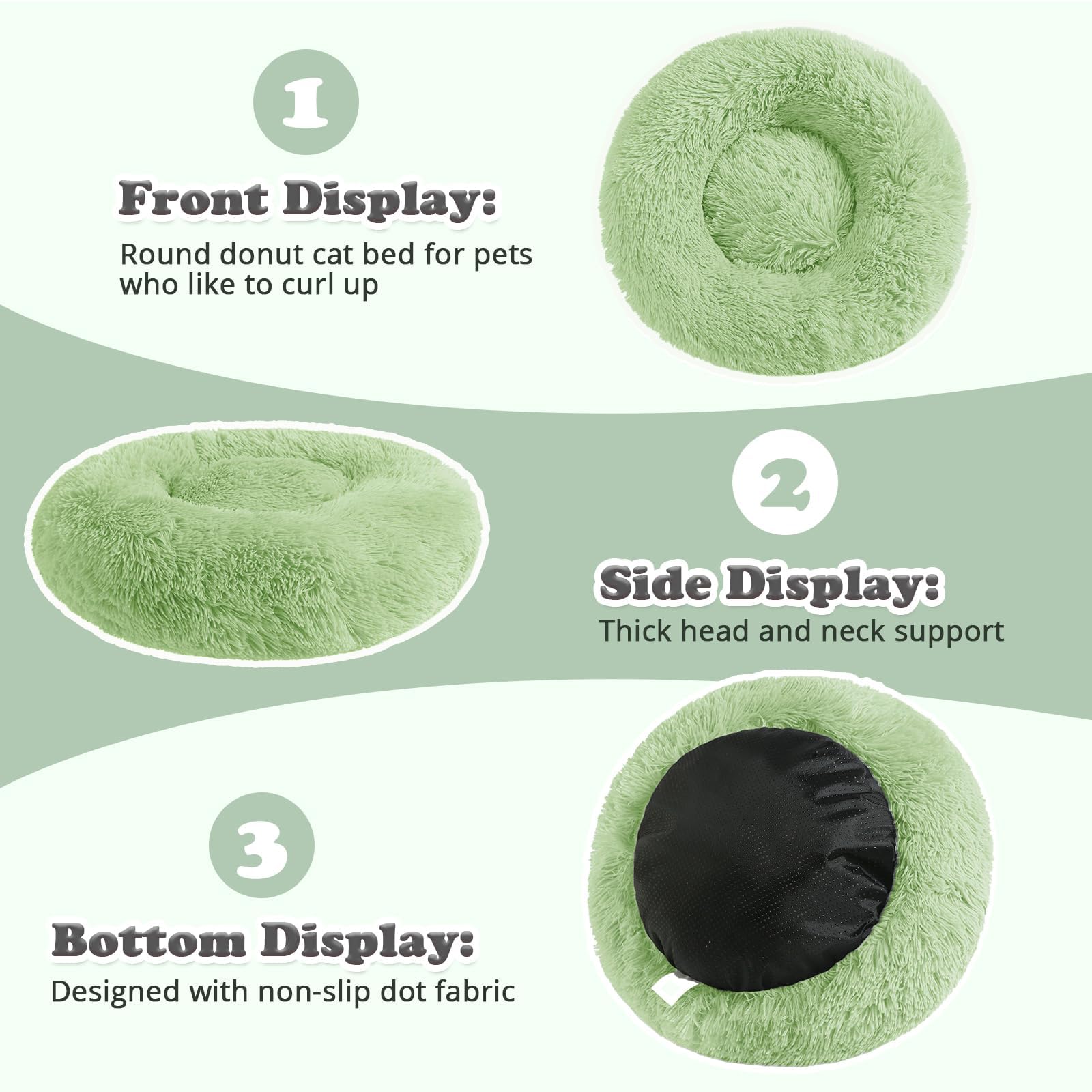 JOLLYVOGUE donut bed non-slip bottom helps keep the bed in place during play.