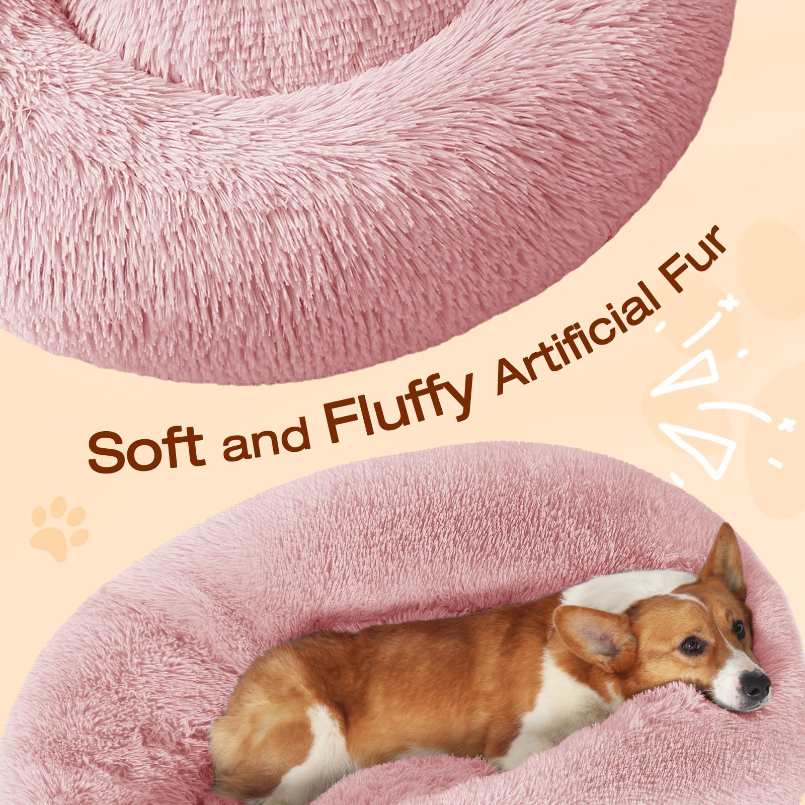 JOLLYVOGUE donut bed non-slip bottom keeps pets steady during jumps