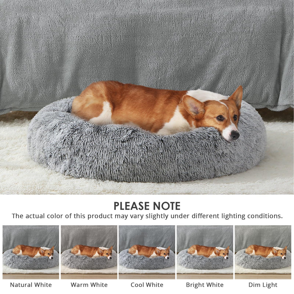 JOLLYVOGUE donut bed packaging portable design suggests convenient at-home setup.