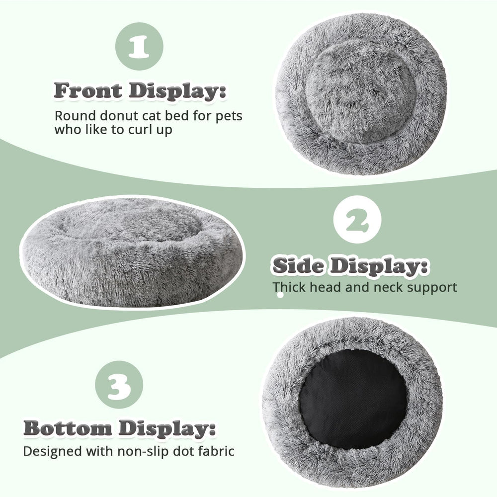 JOLLYVOGUE donut bed for small dogs lounging comfortably in their space.
