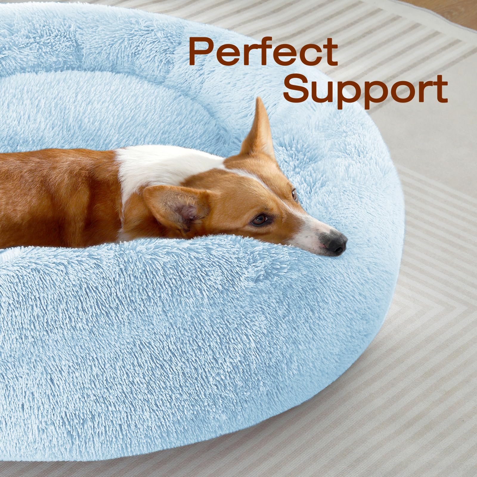 JOLLYVOGUE Donut Bed demonstrates warm, cozy nesting for pets.