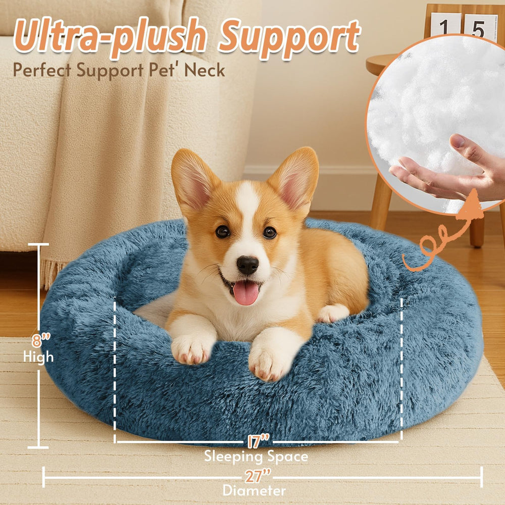 JOLLYVOGUE machine-washable donut bed blue easy to refresh between uses