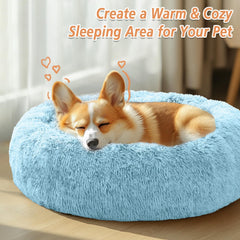 JOLLYVOGUE pet bed with raised rim supports head and neck for restful sleep.