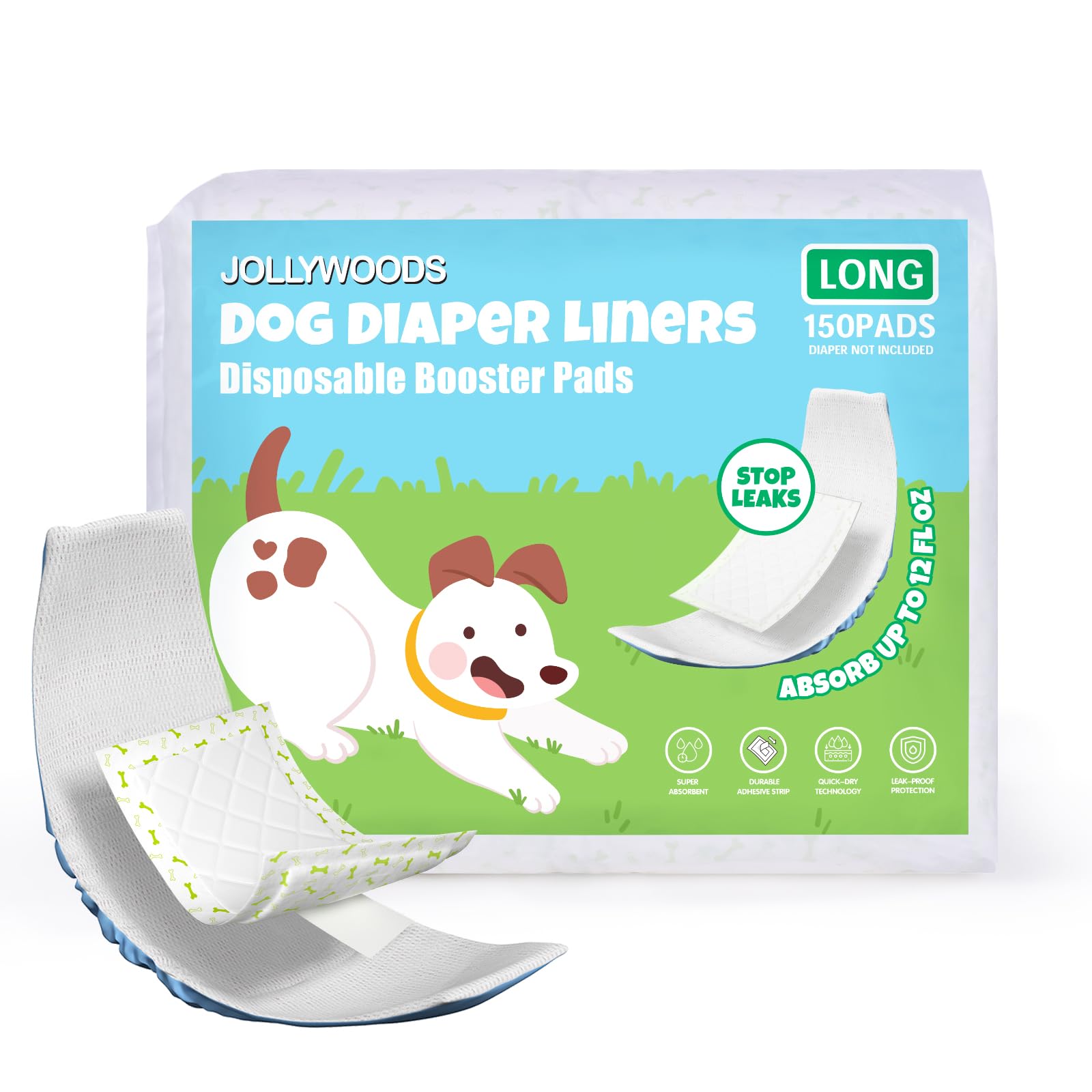 Jollywoods dog diaper liner soft-surface for comfortable daily wear