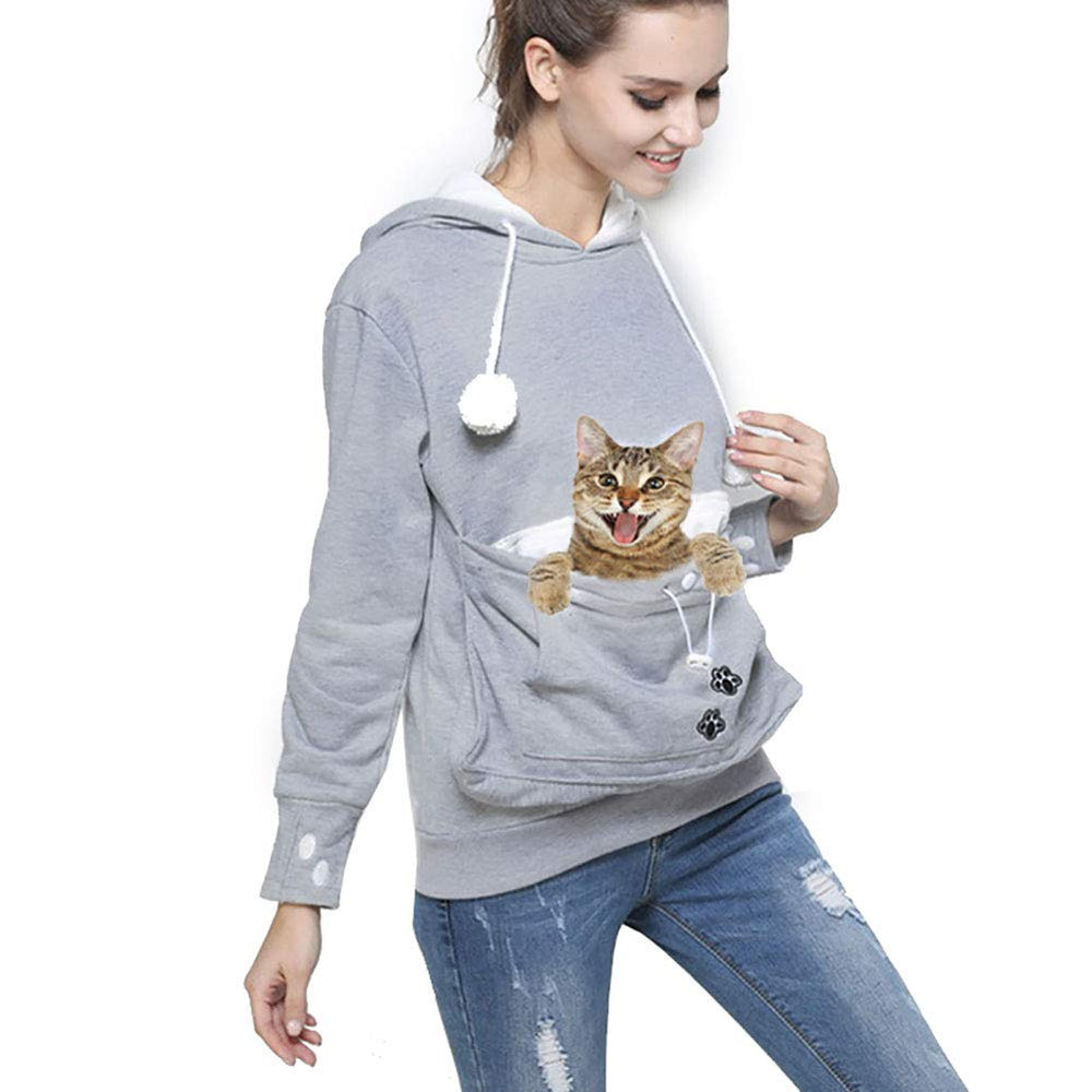 Jomago womens pet carrier hoodie front view enables hands-free small-pet transport.