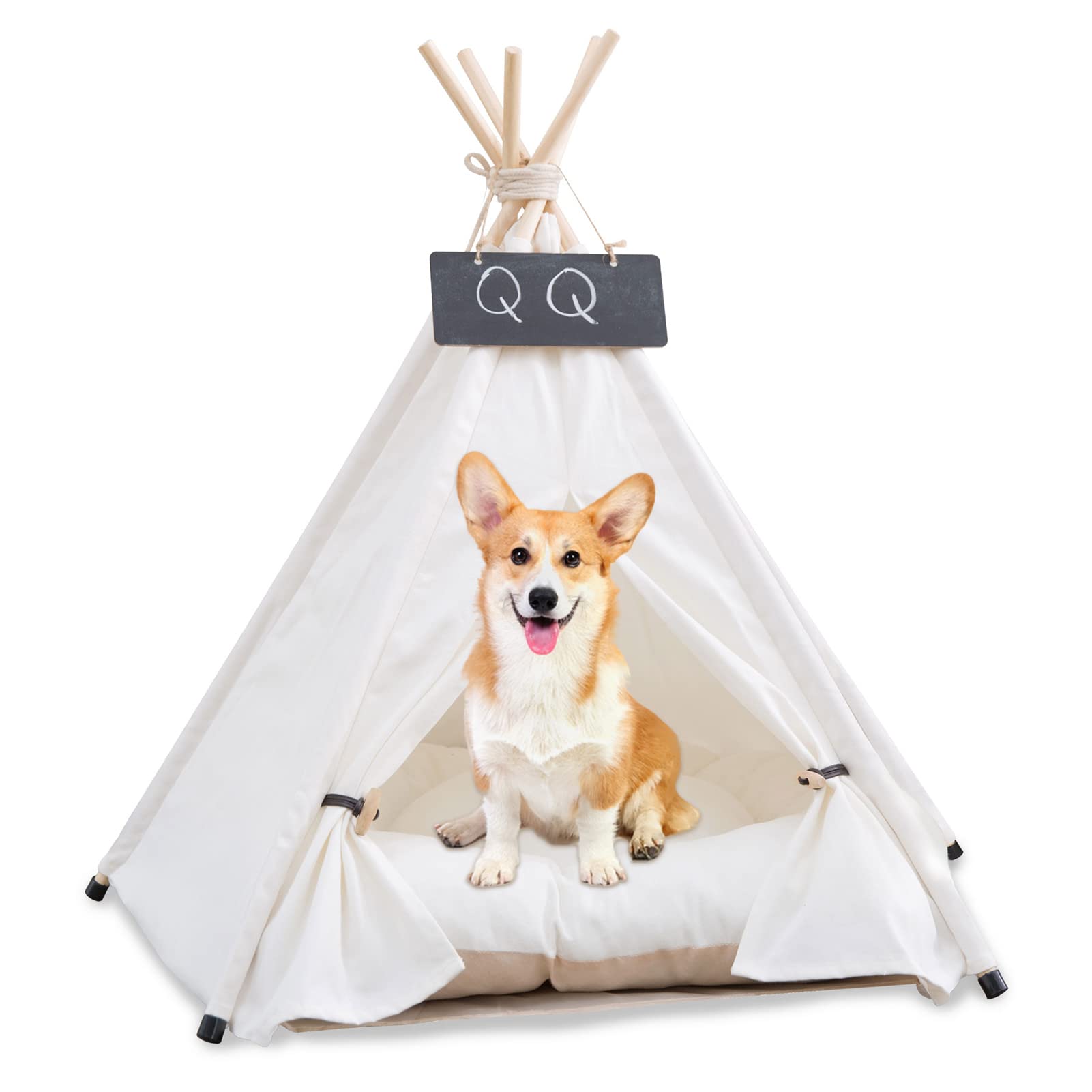 Jomifin Pet Teepee cushion inside view for a cozy private retreat.