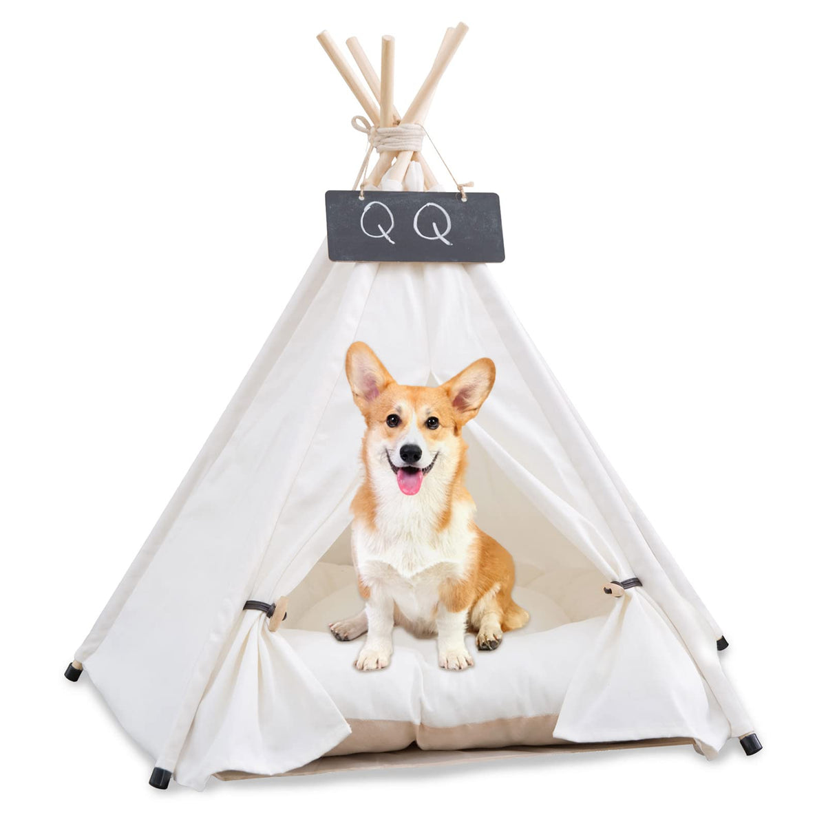 Jomifin Pet Teepee cushion inside view for a cozy private retreat.